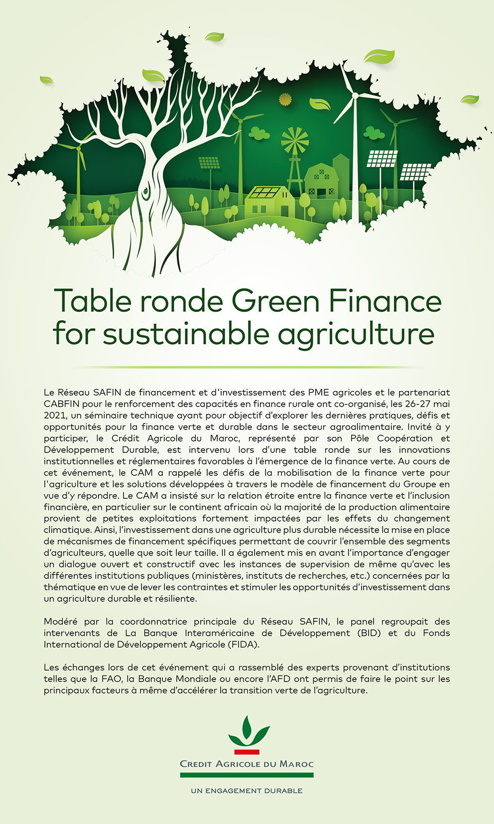  Table Ronde Green Finance for sustainable agriculture