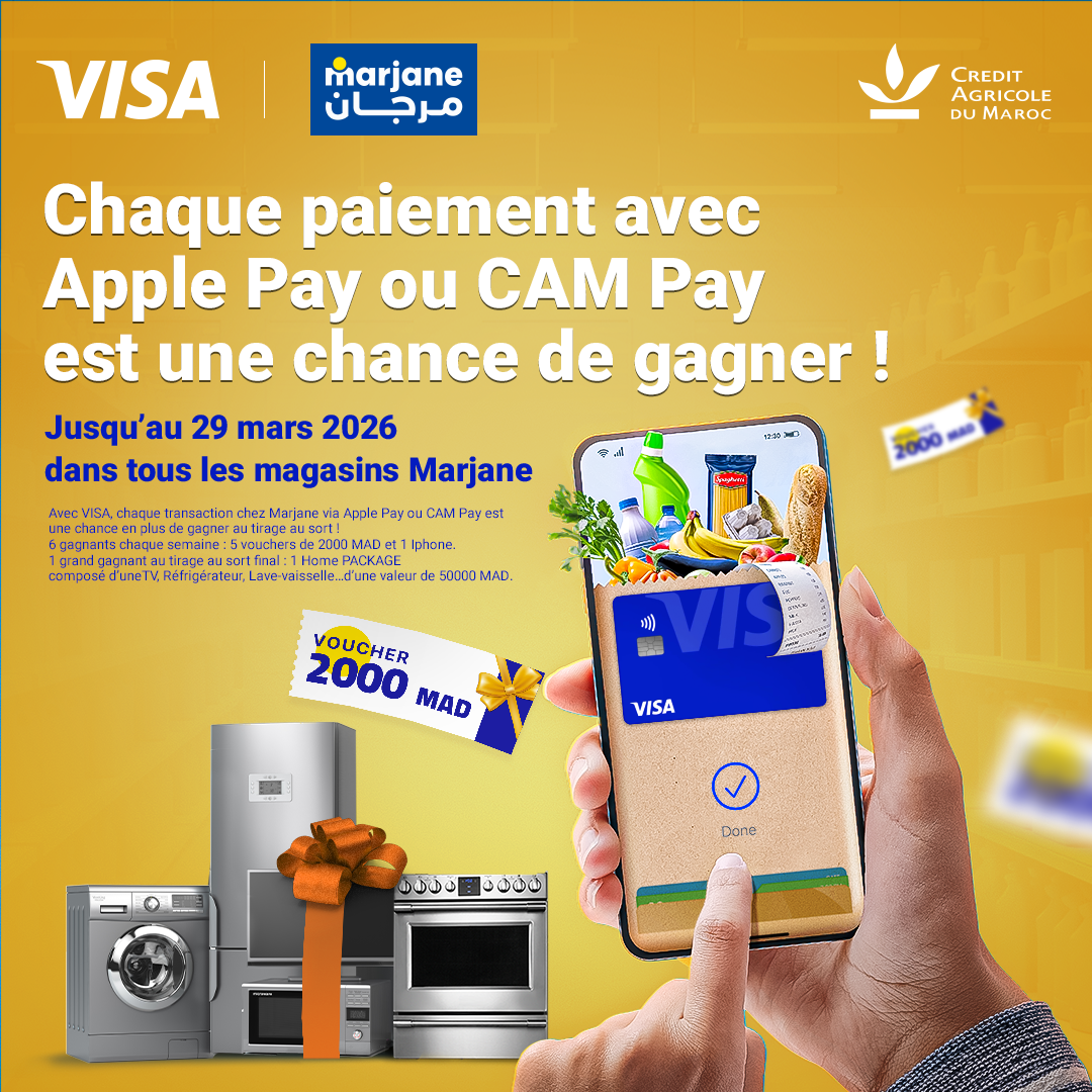 Payez avec votre smartphone et gagnez avec Marjane et Visa
