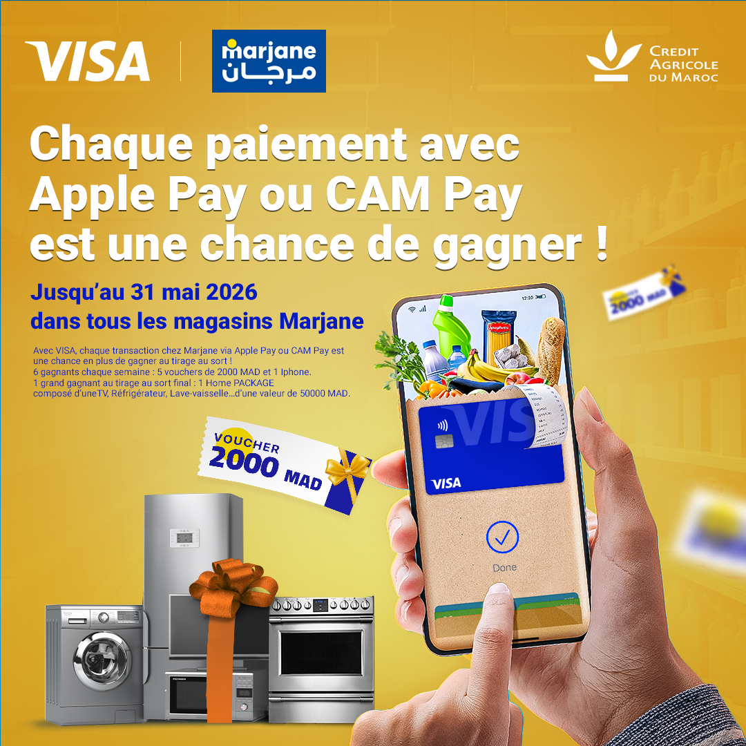 Payez avec votre smartphone et gagnez avec Marjane et Visa