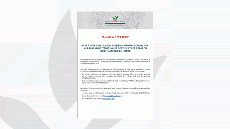 Communiqué de Presse Enregistrement DR CAM 2020