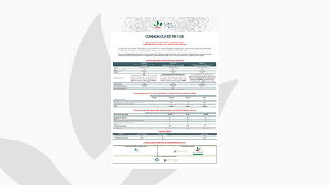 Communiqué de presse du résultat de l’EOS 1200 MDH