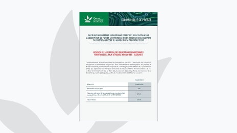 Communiqué Taux révisable EOSP 2020 Crédit Agricole du Maroc
